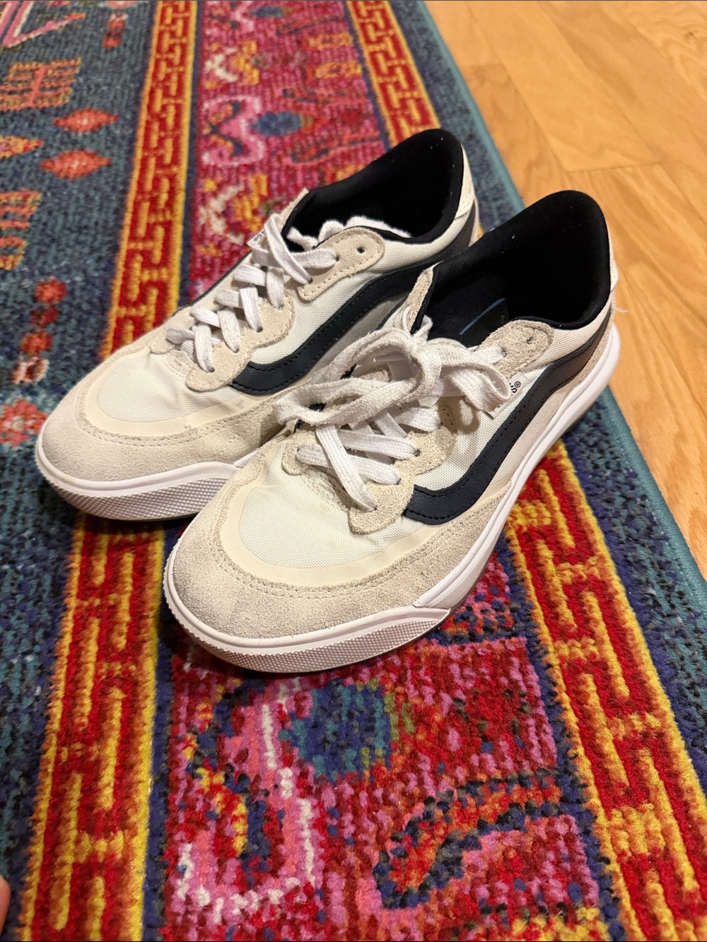 Vans Retro Low-Top Sneakers in Cream and Black
